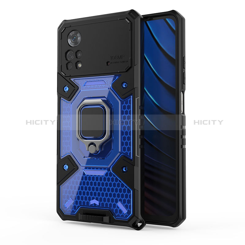 Funda Bumper Silicona y Plastico Mate Carcasa con Magnetico Anillo de dedo Soporte KC4 para Xiaomi Poco X4 Pro 5G