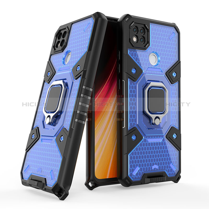 Funda Bumper Silicona y Plastico Mate Carcasa con Magnetico Anillo de dedo Soporte KC4 para Xiaomi Redmi 10A 4G