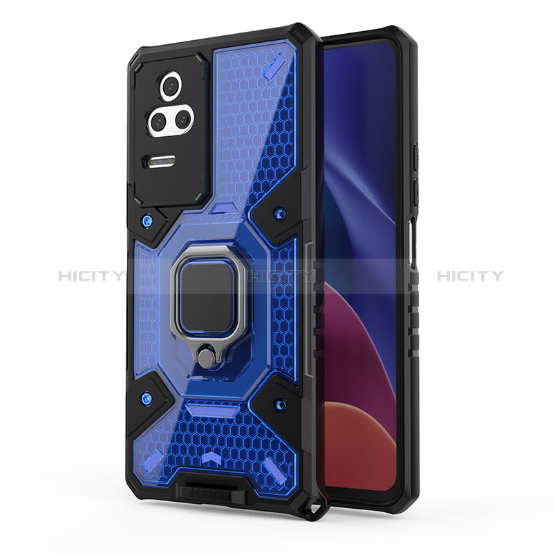 Funda Bumper Silicona y Plastico Mate Carcasa con Magnetico Anillo de dedo Soporte KC4 para Xiaomi Redmi K50 5G