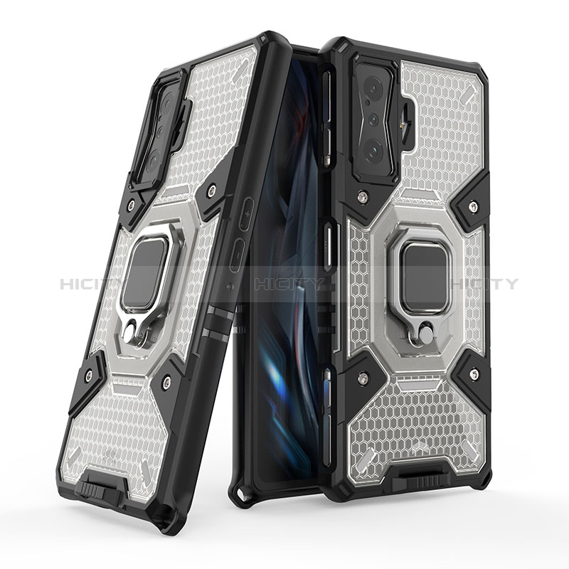 Funda Bumper Silicona y Plastico Mate Carcasa con Magnetico Anillo de dedo Soporte KC4 para Xiaomi Redmi K50 Gaming 5G