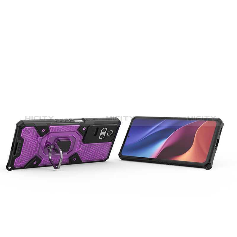 Funda Bumper Silicona y Plastico Mate Carcasa con Magnetico Anillo de dedo Soporte KC4 para Xiaomi Redmi K50 Pro 5G