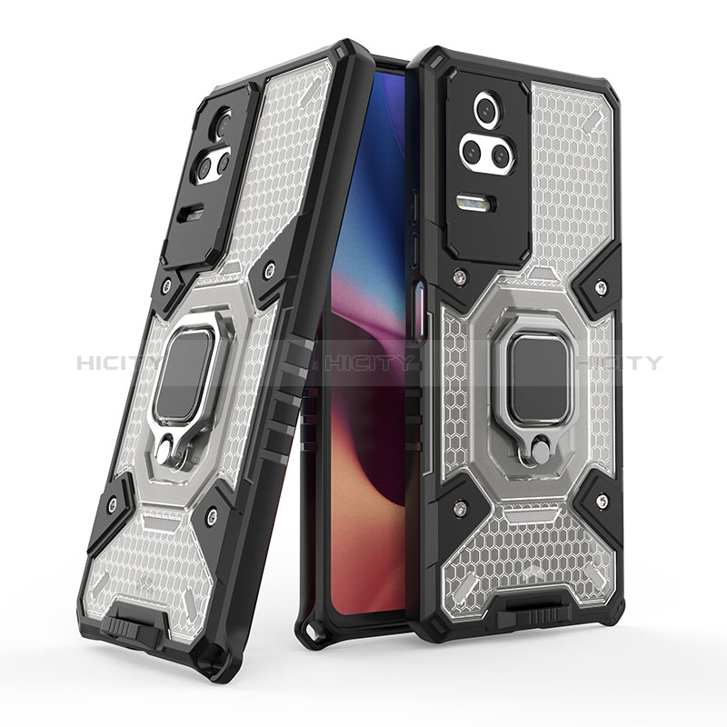 Funda Bumper Silicona y Plastico Mate Carcasa con Magnetico Anillo de dedo Soporte KC4 para Xiaomi Redmi K50 Pro 5G