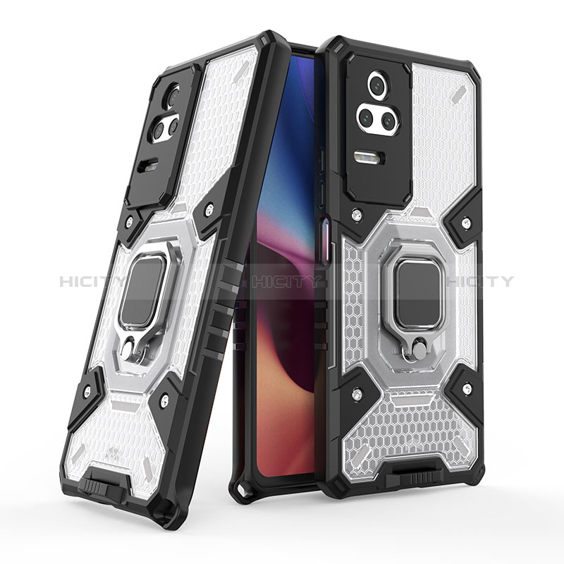 Funda Bumper Silicona y Plastico Mate Carcasa con Magnetico Anillo de dedo Soporte KC4 para Xiaomi Redmi K50 Pro 5G