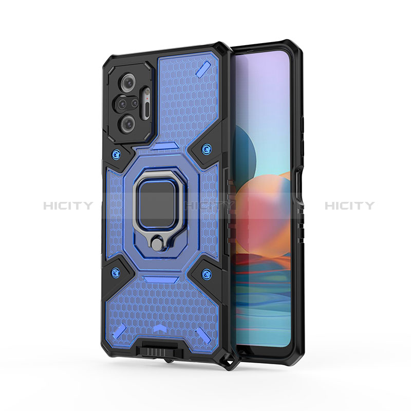 Funda Bumper Silicona y Plastico Mate Carcasa con Magnetico Anillo de dedo Soporte KC4 para Xiaomi Redmi Note 10 Pro 4G