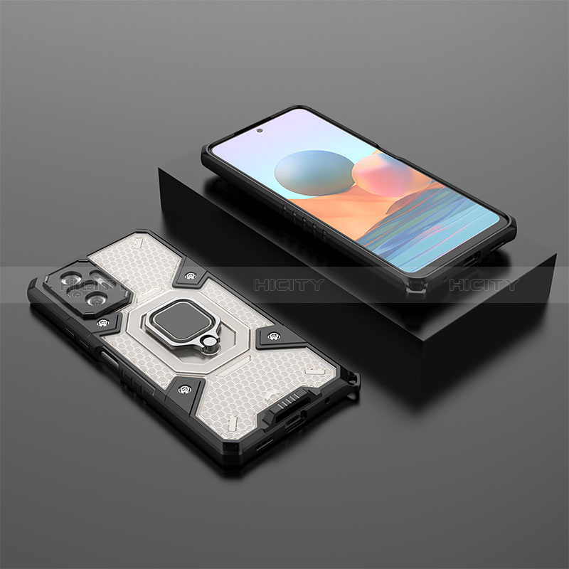 Funda Bumper Silicona y Plastico Mate Carcasa con Magnetico Anillo de dedo Soporte KC4 para Xiaomi Redmi Note 10 Pro Max