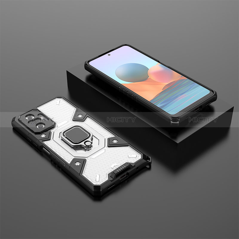 Funda Bumper Silicona y Plastico Mate Carcasa con Magnetico Anillo de dedo Soporte KC4 para Xiaomi Redmi Note 10 Pro Max