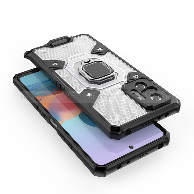 Funda Bumper Silicona y Plastico Mate Carcasa con Magnetico Anillo de dedo Soporte KC4 para Xiaomi Redmi Note 10 Pro Max