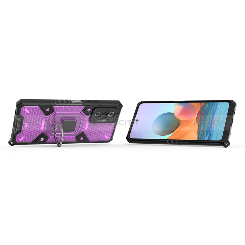 Funda Bumper Silicona y Plastico Mate Carcasa con Magnetico Anillo de dedo Soporte KC4 para Xiaomi Redmi Note 10 Pro Max