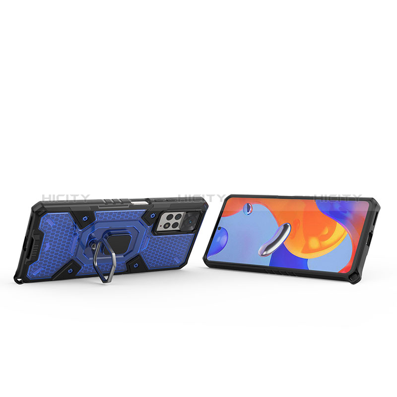 Funda Bumper Silicona y Plastico Mate Carcasa con Magnetico Anillo de dedo Soporte KC4 para Xiaomi Redmi Note 11 Pro 4G