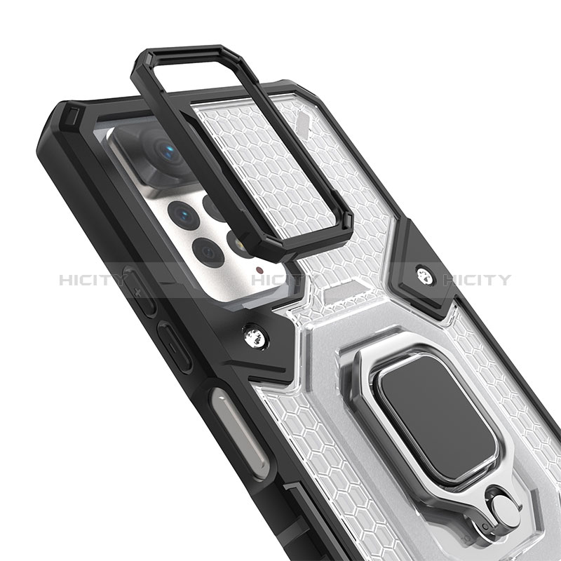 Funda Bumper Silicona y Plastico Mate Carcasa con Magnetico Anillo de dedo Soporte KC4 para Xiaomi Redmi Note 11 Pro 5G