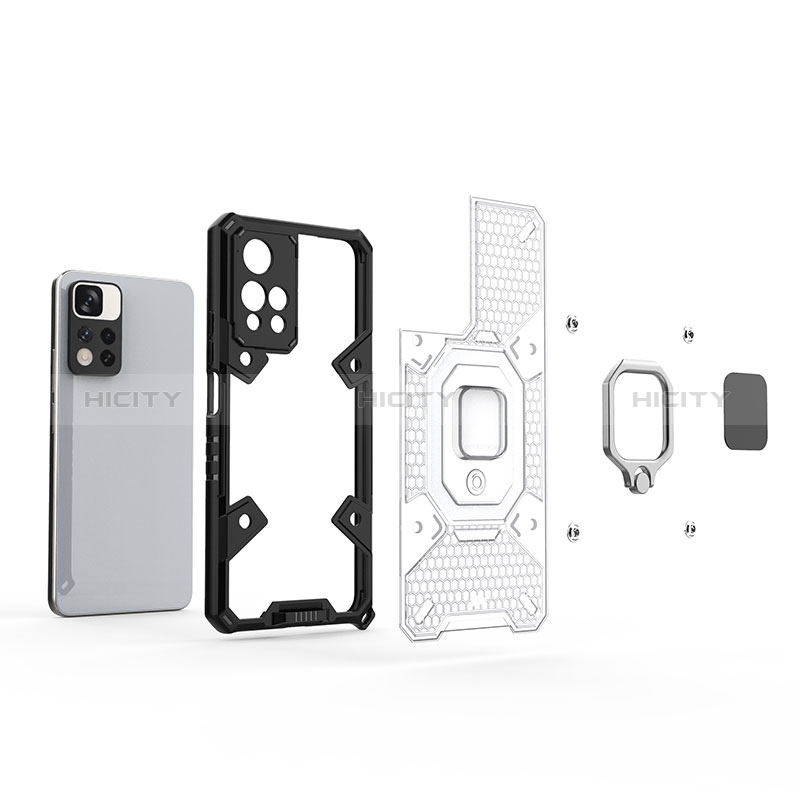 Funda Bumper Silicona y Plastico Mate Carcasa con Magnetico Anillo de dedo Soporte KC4 para Xiaomi Redmi Note 11 Pro+ Plus 5G