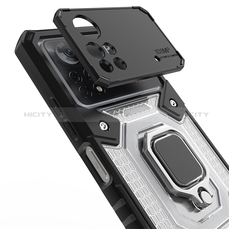 Funda Bumper Silicona y Plastico Mate Carcasa con Magnetico Anillo de dedo Soporte KC4 para Xiaomi Redmi Note 11E Pro 5G