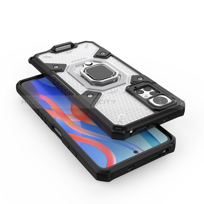 Funda Bumper Silicona y Plastico Mate Carcasa con Magnetico Anillo de dedo Soporte KC4 para Xiaomi Redmi Note 11S 4G