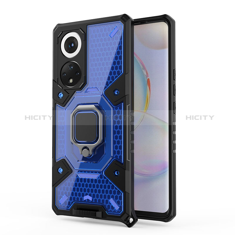 Funda Bumper Silicona y Plastico Mate Carcasa con Magnetico Anillo de dedo Soporte KC5 para Huawei Honor 50 Pro 5G