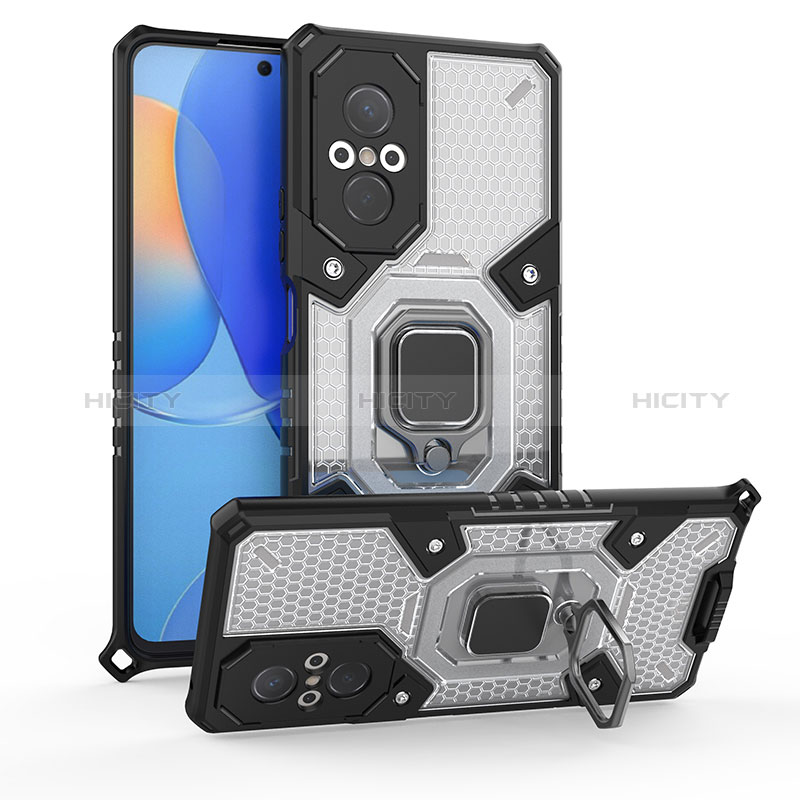 Funda Bumper Silicona y Plastico Mate Carcasa con Magnetico Anillo de dedo Soporte KC5 para Huawei Honor 50 SE 5G