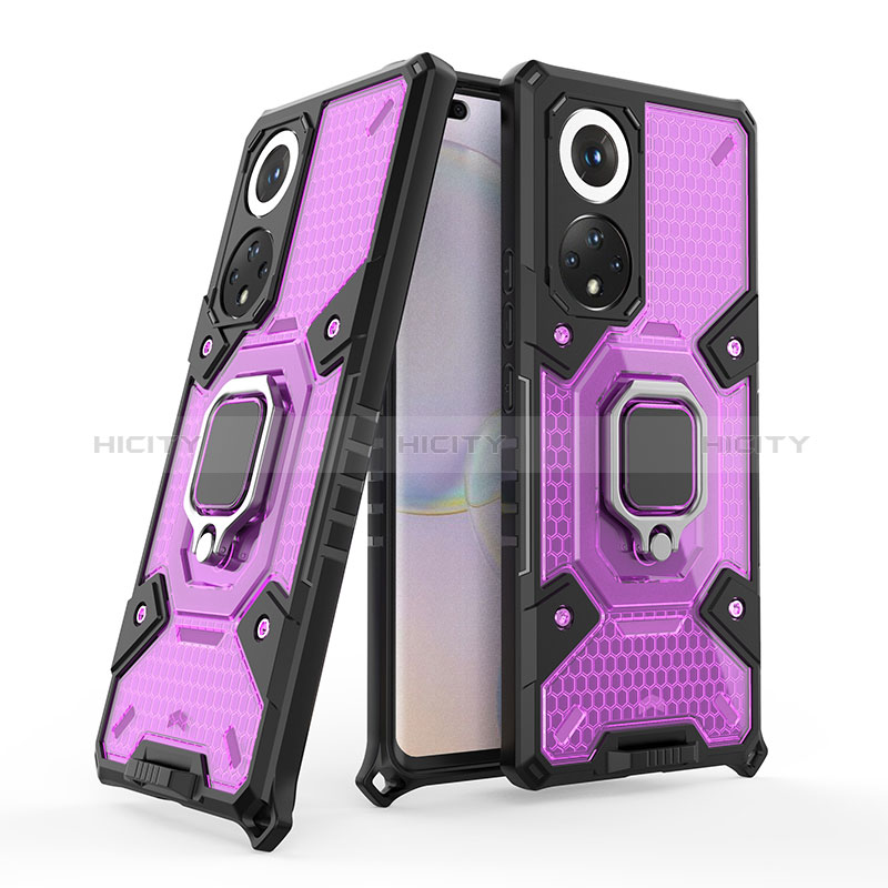 Funda Bumper Silicona y Plastico Mate Carcasa con Magnetico Anillo de dedo Soporte KC5 para Huawei Nova 9 Pro