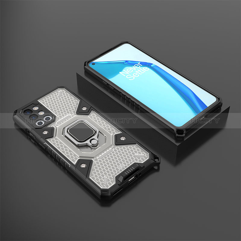 Funda Bumper Silicona y Plastico Mate Carcasa con Magnetico Anillo de dedo Soporte KC5 para OnePlus 9R 5G