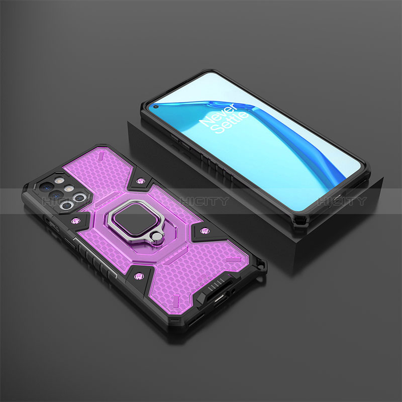 Funda Bumper Silicona y Plastico Mate Carcasa con Magnetico Anillo de dedo Soporte KC5 para OnePlus 9R 5G