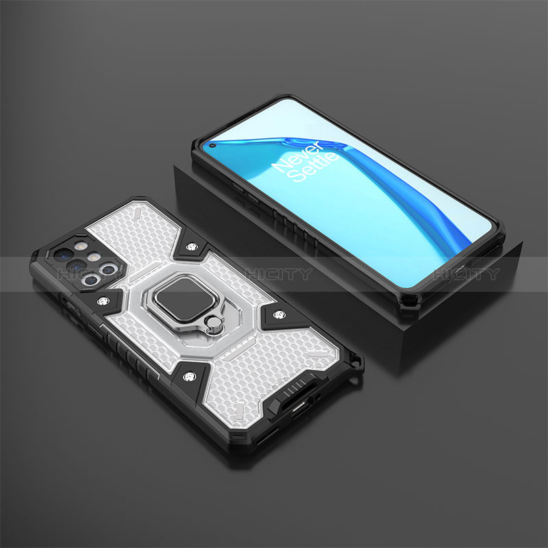 Funda Bumper Silicona y Plastico Mate Carcasa con Magnetico Anillo de dedo Soporte KC5 para OnePlus 9R 5G