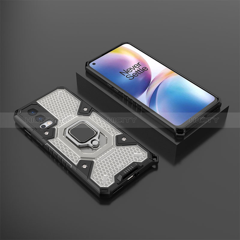 Funda Bumper Silicona y Plastico Mate Carcasa con Magnetico Anillo de dedo Soporte KC5 para OnePlus Nord 2 5G