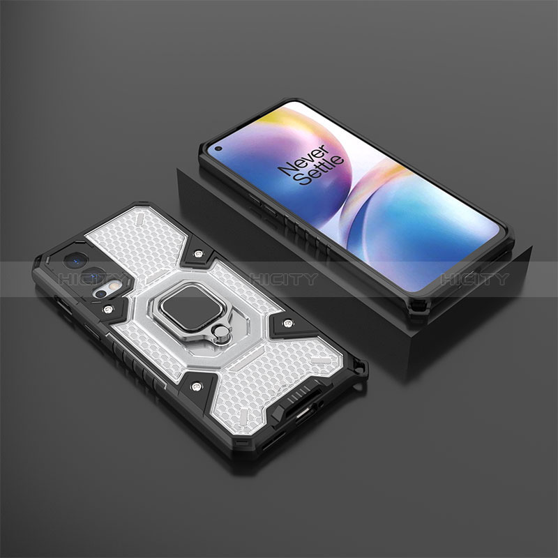 Funda Bumper Silicona y Plastico Mate Carcasa con Magnetico Anillo de dedo Soporte KC5 para OnePlus Nord 2 5G