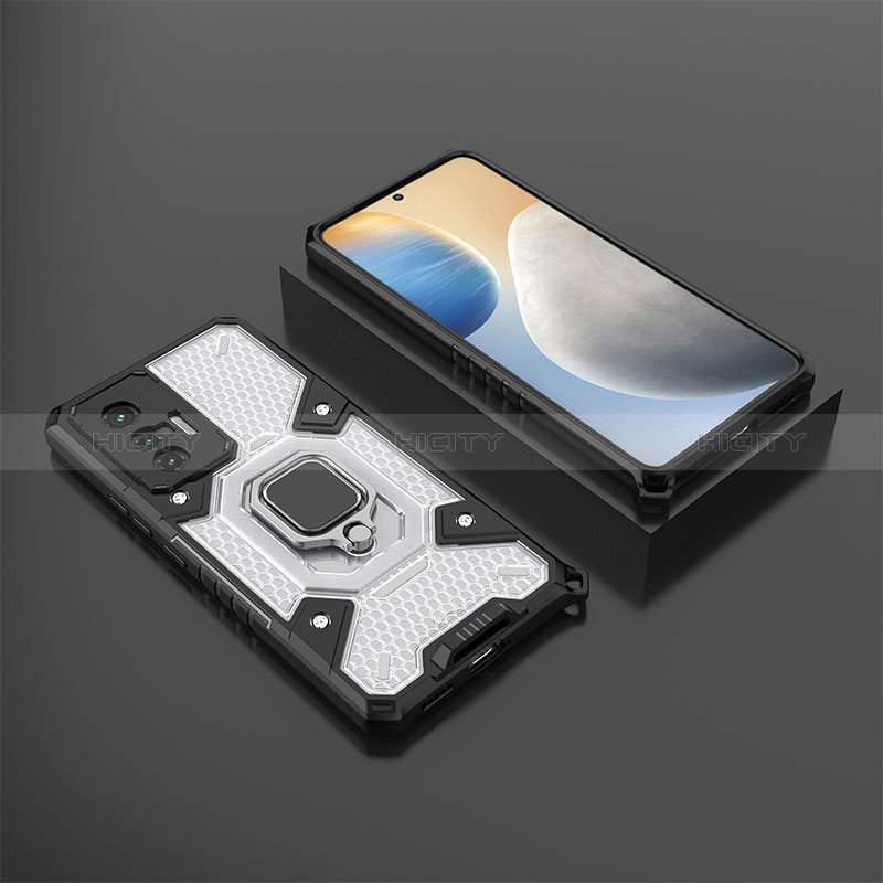 Funda Bumper Silicona y Plastico Mate Carcasa con Magnetico Anillo de dedo Soporte KC5 para Vivo X70t