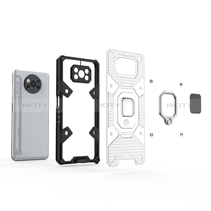 Funda Bumper Silicona y Plastico Mate Carcasa con Magnetico Anillo de dedo Soporte KC5 para Xiaomi Poco X3 NFC