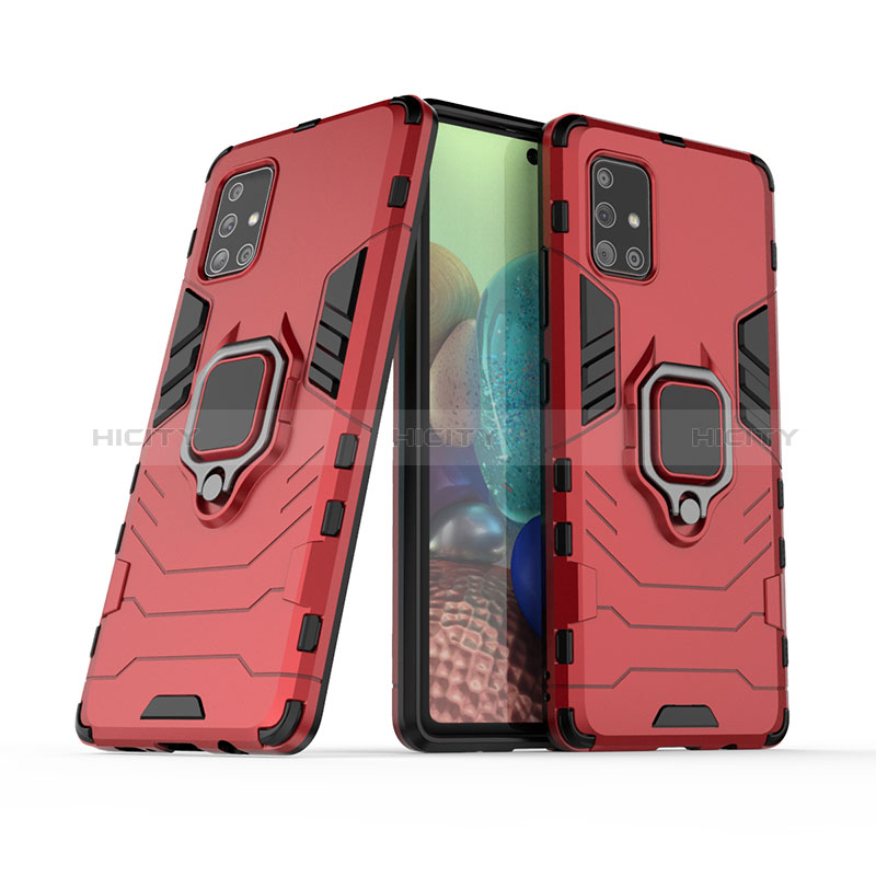 Funda Bumper Silicona y Plastico Mate Carcasa con Magnetico Anillo de dedo Soporte KC6 para Samsung Galaxy A71 4G A715