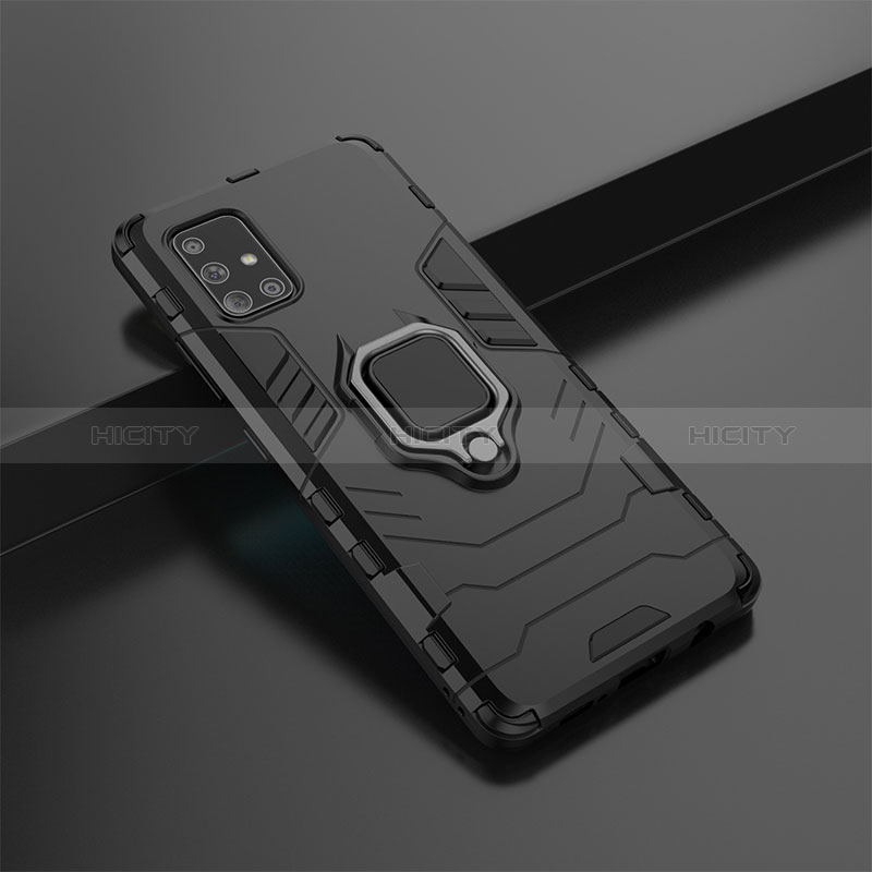 Funda Bumper Silicona y Plastico Mate Carcasa con Magnetico Anillo de dedo Soporte KC6 para Samsung Galaxy A71 4G A715