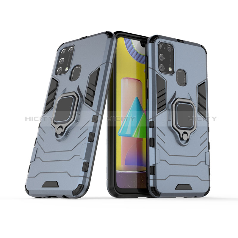 Funda Bumper Silicona y Plastico Mate Carcasa con Magnetico Anillo de dedo Soporte KC6 para Samsung Galaxy M31 Prime Edition