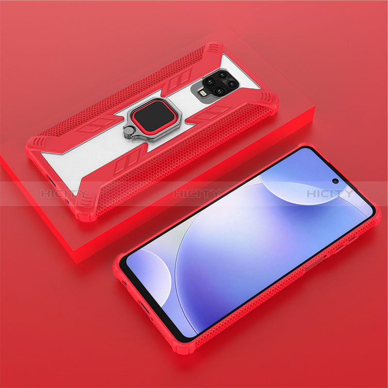 Funda Bumper Silicona y Plastico Mate Carcasa con Magnetico Anillo de dedo Soporte KC6 para Xiaomi Poco M2 Pro