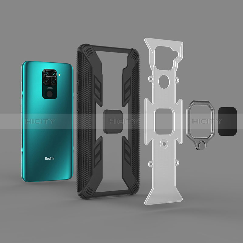 Funda Bumper Silicona y Plastico Mate Carcasa con Magnetico Anillo de dedo Soporte KC6 para Xiaomi Redmi 10X 4G