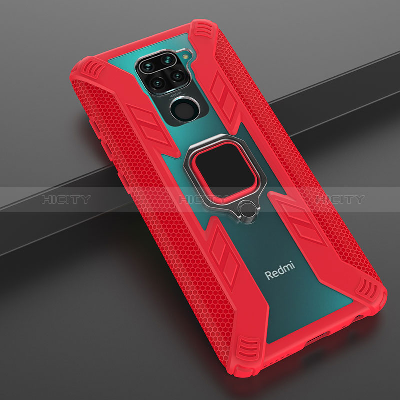 Funda Bumper Silicona y Plastico Mate Carcasa con Magnetico Anillo de dedo Soporte KC6 para Xiaomi Redmi Note 9