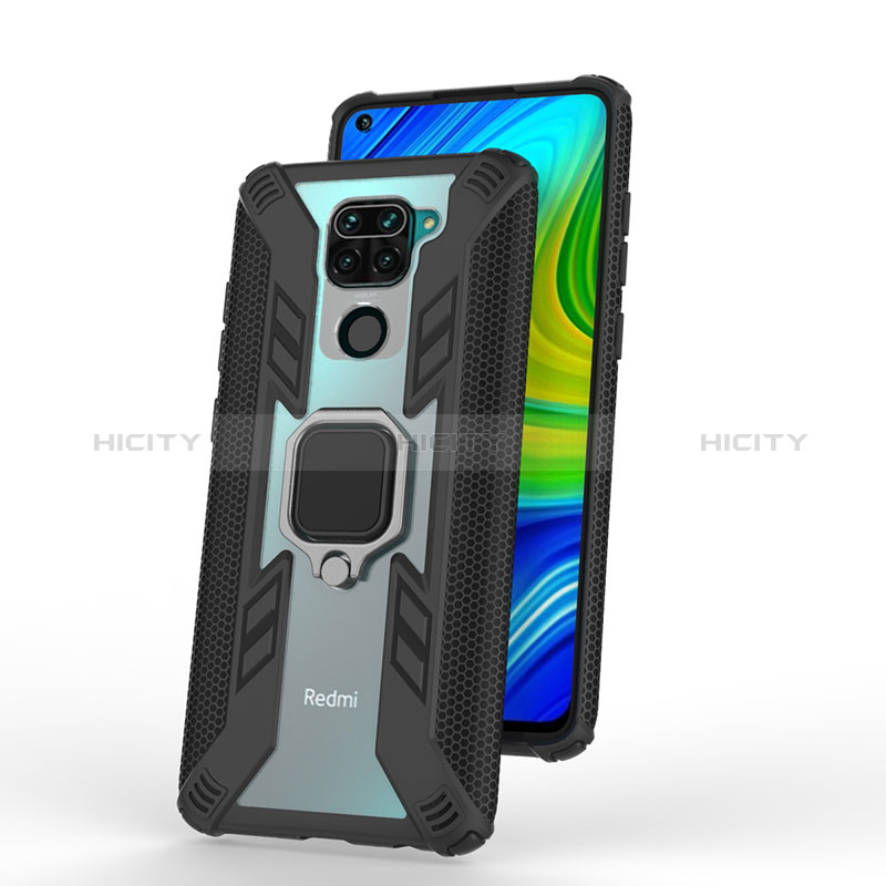 Funda Bumper Silicona y Plastico Mate Carcasa con Magnetico Anillo de dedo Soporte KC6 para Xiaomi Redmi Note 9