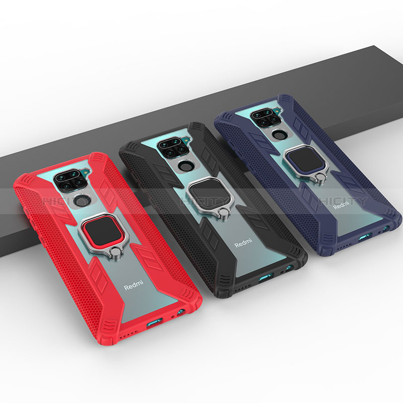 Funda Bumper Silicona y Plastico Mate Carcasa con Magnetico Anillo de dedo Soporte KC6 para Xiaomi Redmi Note 9