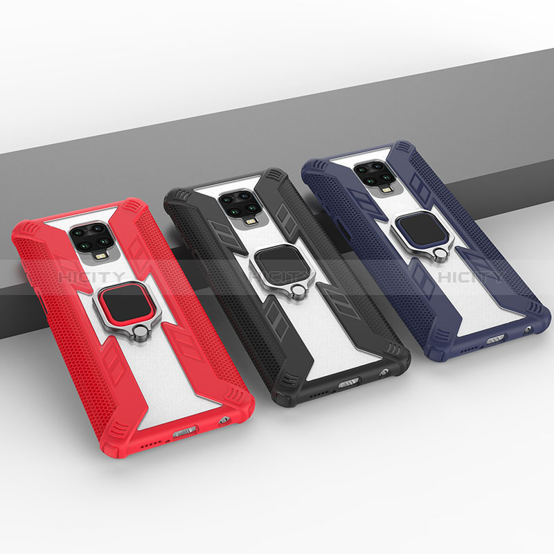 Funda Bumper Silicona y Plastico Mate Carcasa con Magnetico Anillo de dedo Soporte KC6 para Xiaomi Redmi Note 9S