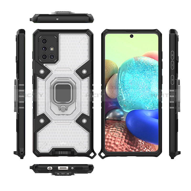 Funda Bumper Silicona y Plastico Mate Carcasa con Magnetico Anillo de dedo Soporte KC7 para Samsung Galaxy A71 4G A715