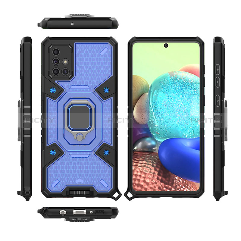 Funda Bumper Silicona y Plastico Mate Carcasa con Magnetico Anillo de dedo Soporte KC7 para Samsung Galaxy A71 4G A715