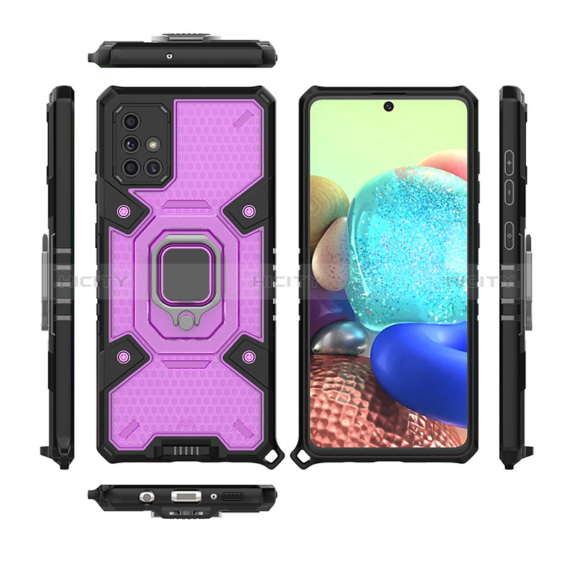 Funda Bumper Silicona y Plastico Mate Carcasa con Magnetico Anillo de dedo Soporte KC7 para Samsung Galaxy A71 4G A715