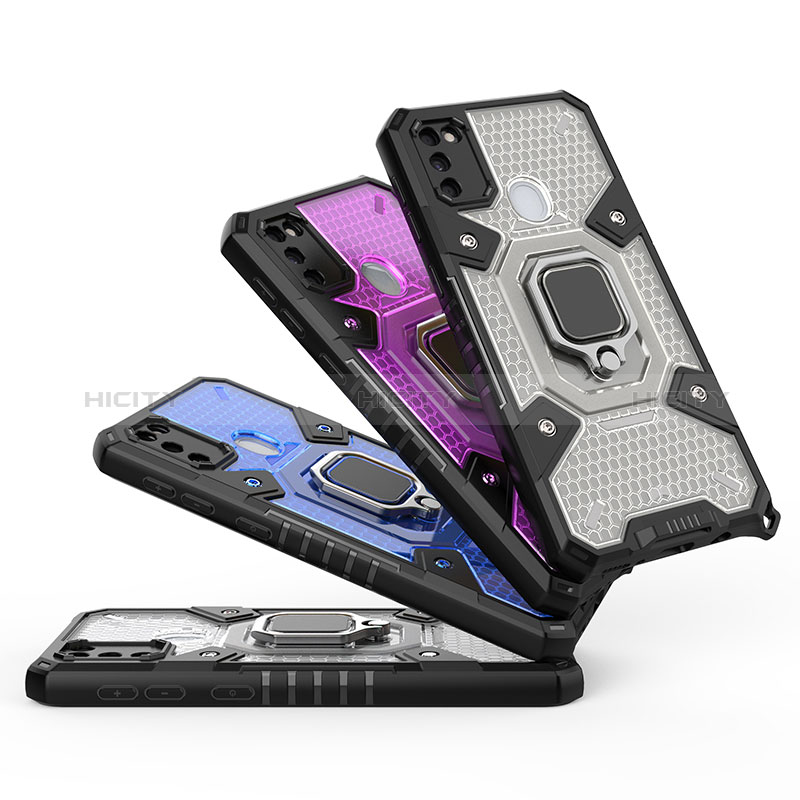 Funda Bumper Silicona y Plastico Mate Carcasa con Magnetico Anillo de dedo Soporte KC7 para Samsung Galaxy M21