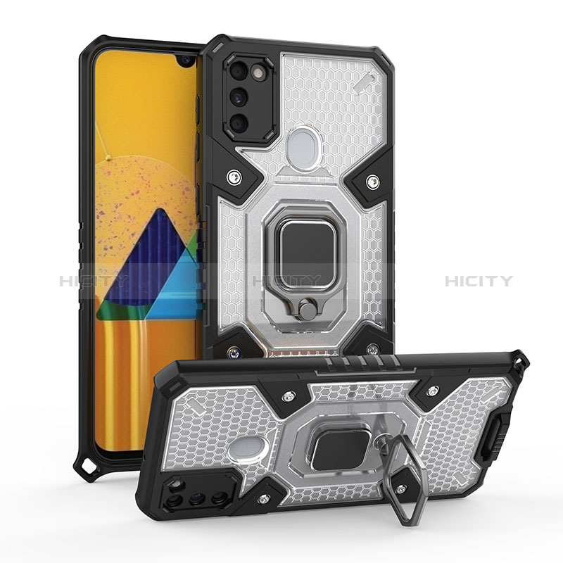 Funda Bumper Silicona y Plastico Mate Carcasa con Magnetico Anillo de dedo Soporte KC7 para Samsung Galaxy M30s