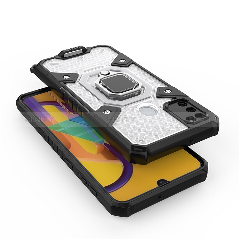 Funda Bumper Silicona y Plastico Mate Carcasa con Magnetico Anillo de dedo Soporte KC8 para Samsung Galaxy M30s