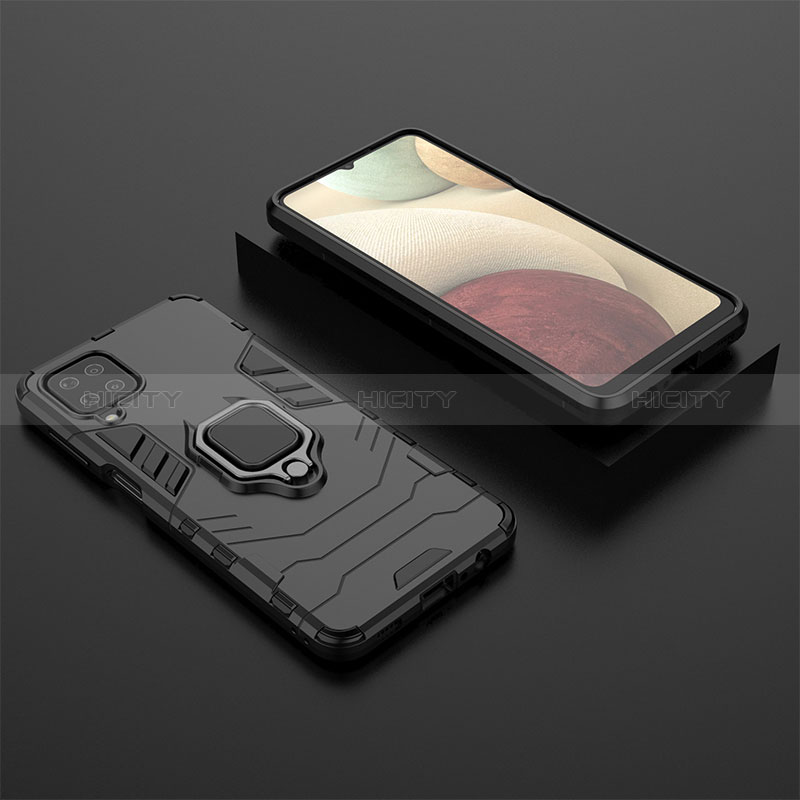 Funda Bumper Silicona y Plastico Mate Carcasa con Magnetico Anillo de dedo Soporte KK1 para Samsung Galaxy M12