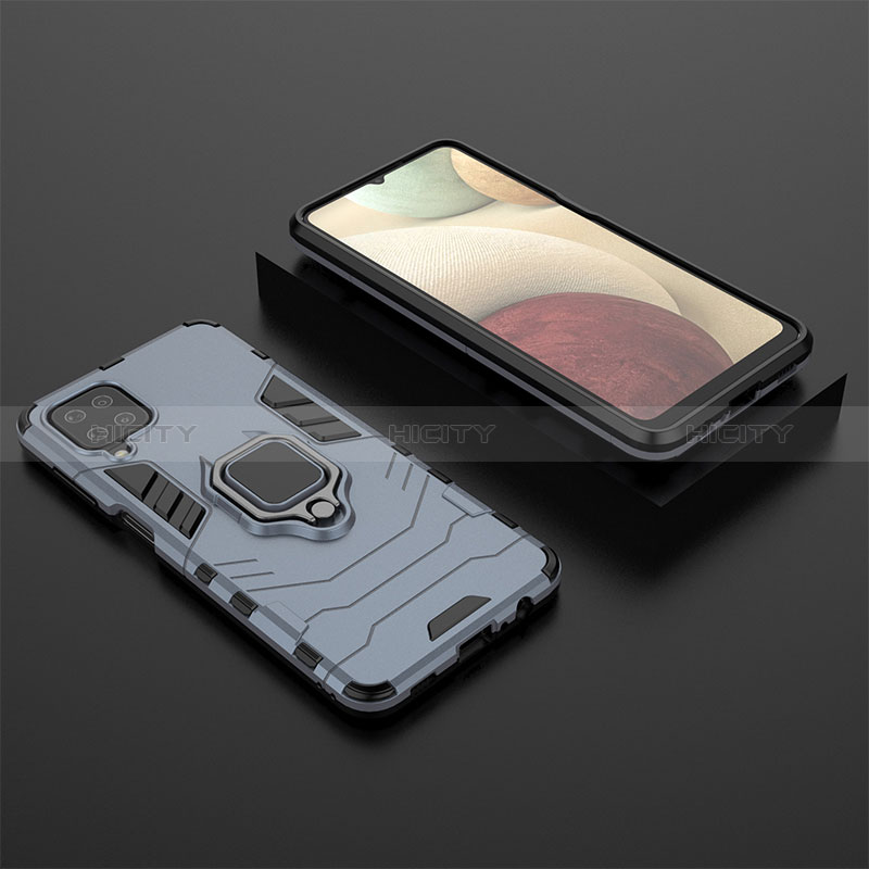 Funda Bumper Silicona y Plastico Mate Carcasa con Magnetico Anillo de dedo Soporte KK1 para Samsung Galaxy M12