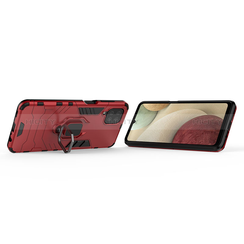 Funda Bumper Silicona y Plastico Mate Carcasa con Magnetico Anillo de dedo Soporte KK1 para Samsung Galaxy M12