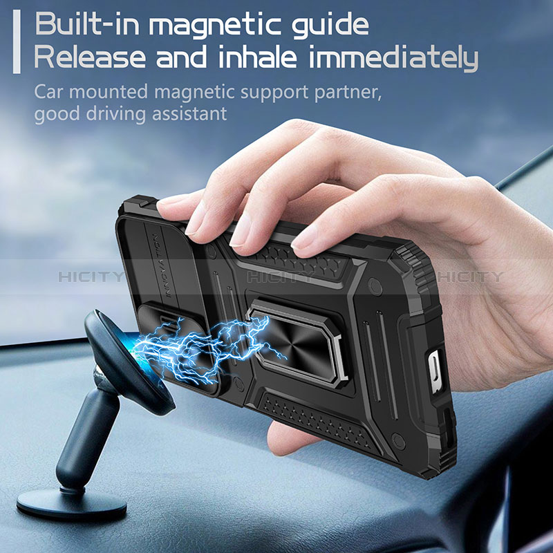 Funda Bumper Silicona y Plastico Mate Carcasa con Magnetico Anillo de dedo Soporte M01Q para Xiaomi Redmi Note 12 Pro 4G