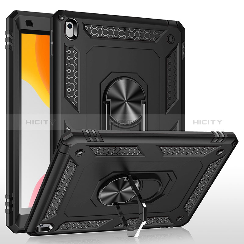 Funda Bumper Silicona y Plastico Mate Carcasa con Magnetico Anillo de dedo Soporte MQ1 para Apple iPad 10.2 (2021)