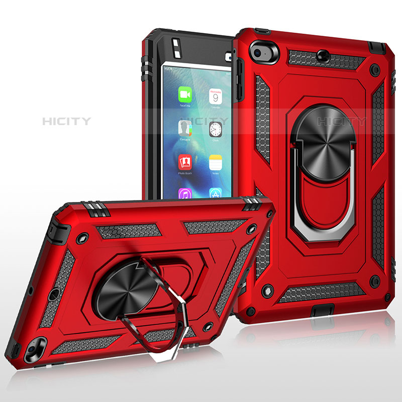 Funda Bumper Silicona y Plastico Mate Carcasa con Magnetico Anillo de dedo Soporte MQ1 para Apple iPad Mini 4