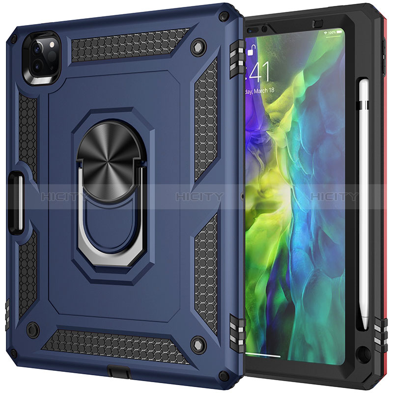 Funda Bumper Silicona y Plastico Mate Carcasa con Magnetico Anillo de dedo Soporte MQ1 para Apple iPad Pro 11 (2022)