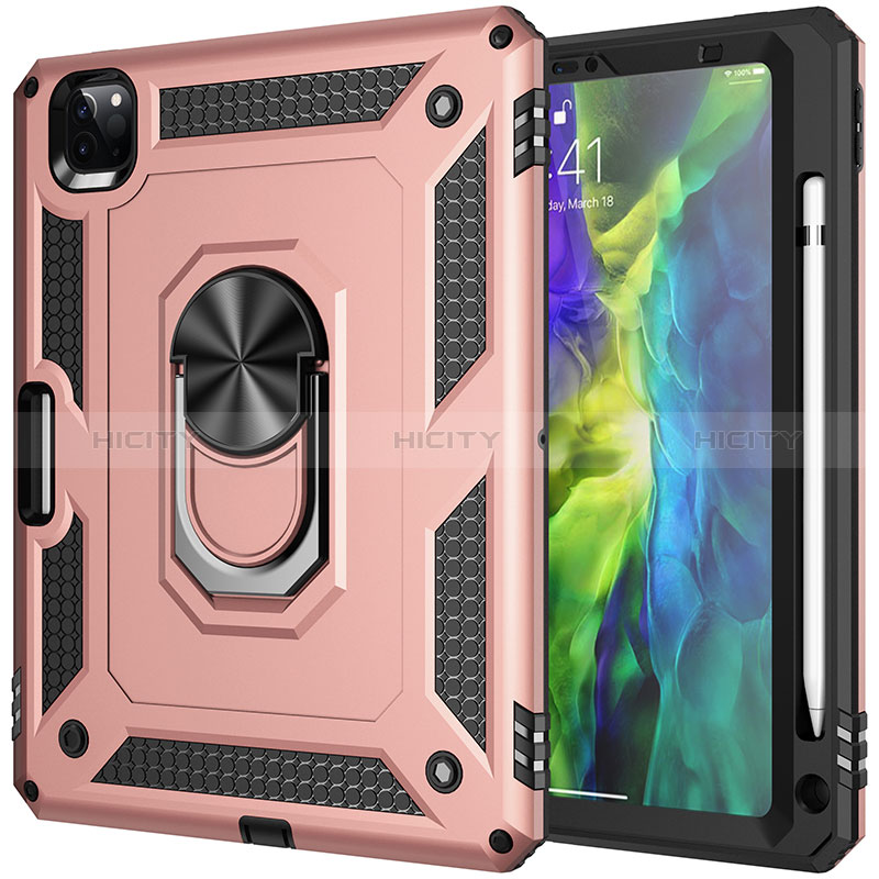 Funda Bumper Silicona y Plastico Mate Carcasa con Magnetico Anillo de dedo Soporte MQ1 para Apple iPad Pro 11 (2022)